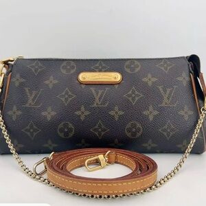 Louis Vuitton Monogram Brown Clutch with Gold Accents
